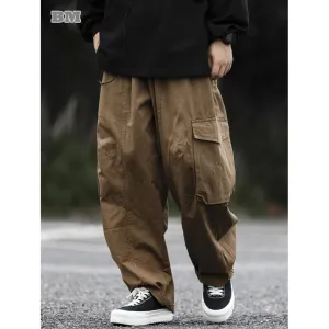 Japanese Streetwear Loose Cargo Pants - Trendy Straight Trousers