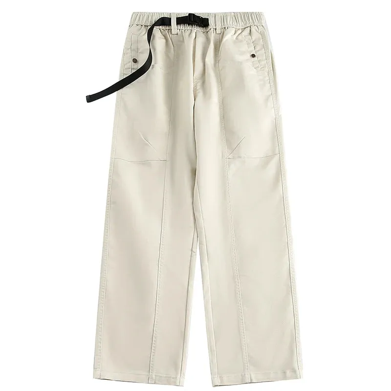 Japanese Streetwear Straight Cargo Pants - Casual White Skateboard Trousers