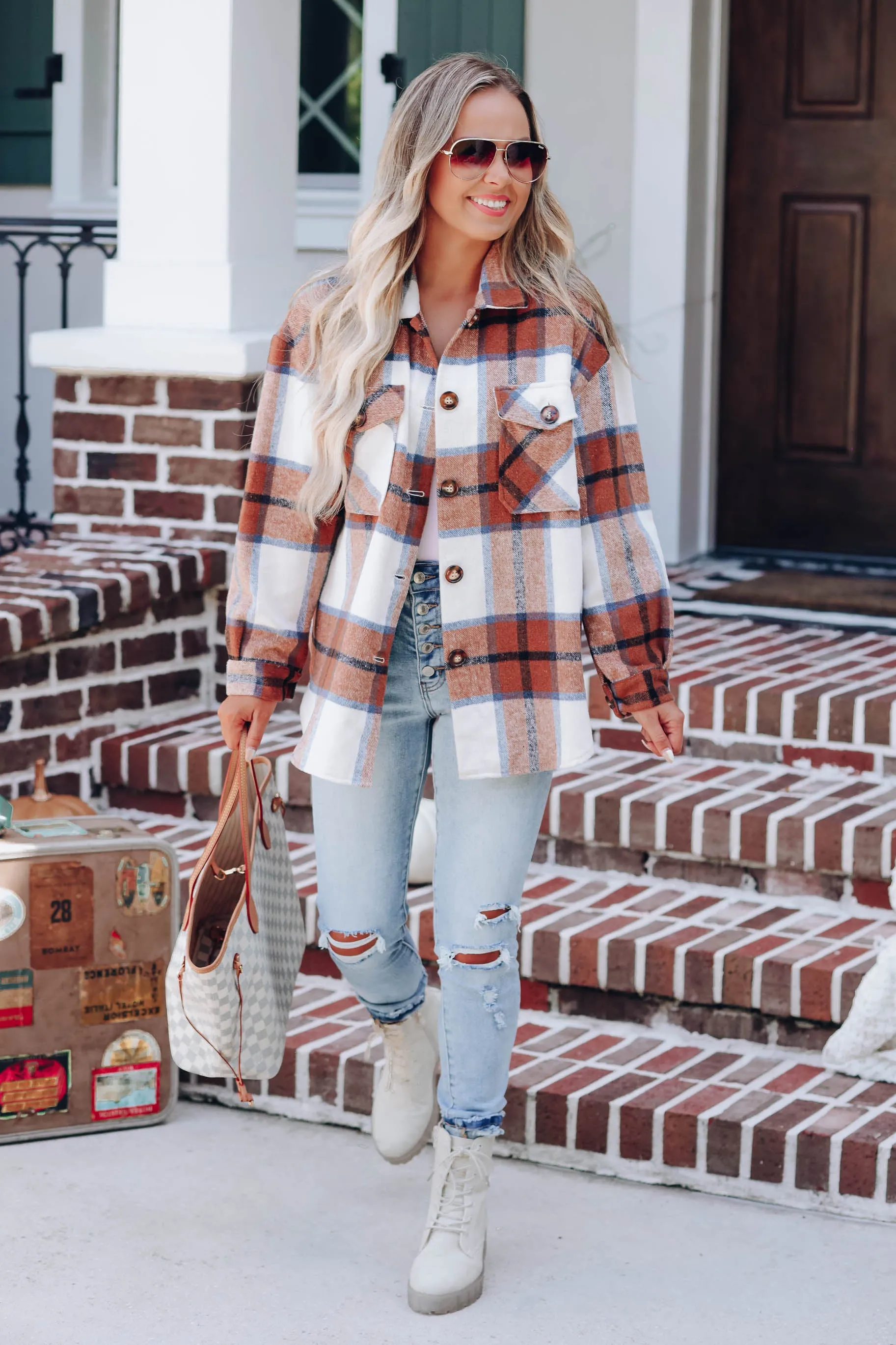 Jasper Blue/Brown Plaid Shacket