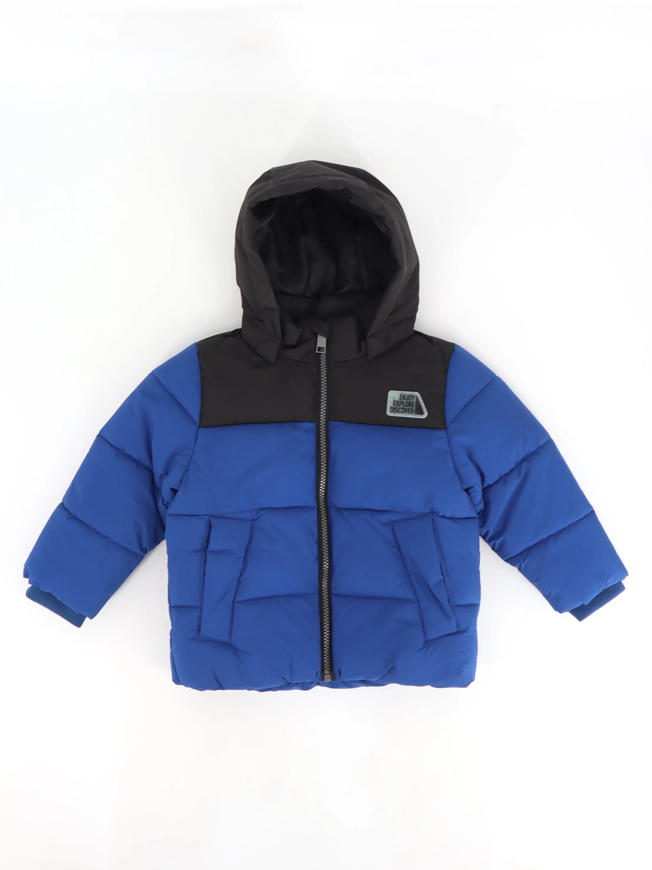 Kids Boy's Colorblocked Puffer Jacket,Blue/Black