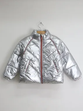 Kids Girl's Glossy Puffer Jacket,Silver