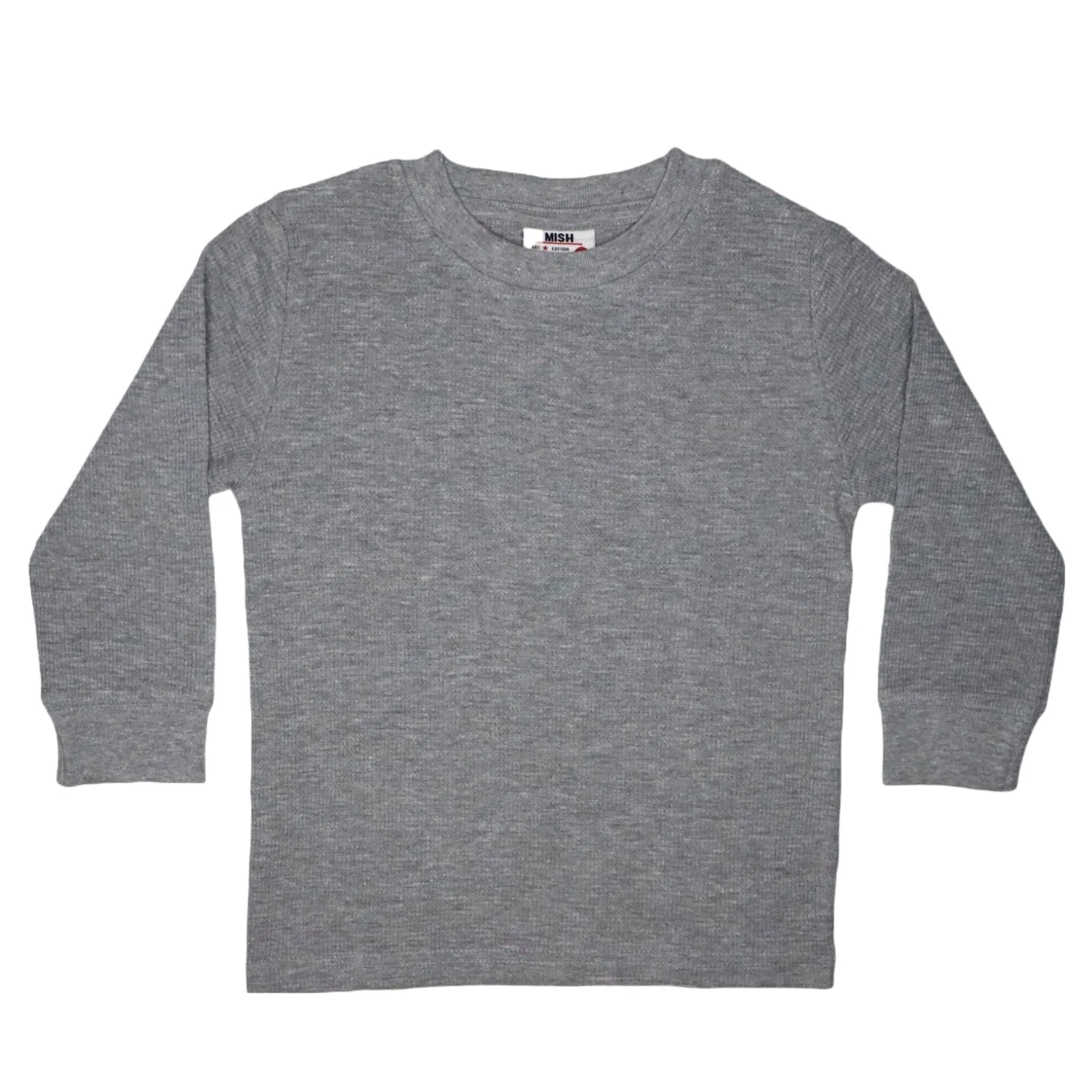 Kids Thermal Long Sleeve Solid Shirt - Heather Grey