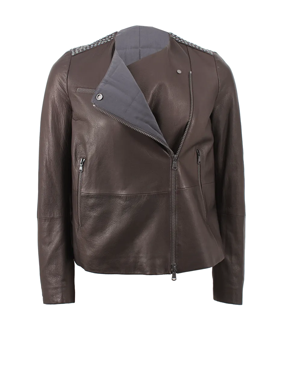 Leather Swarovski Shoulder Jacket