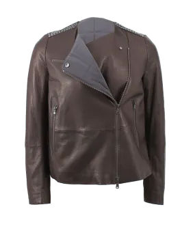 Leather Swarovski Shoulder Jacket