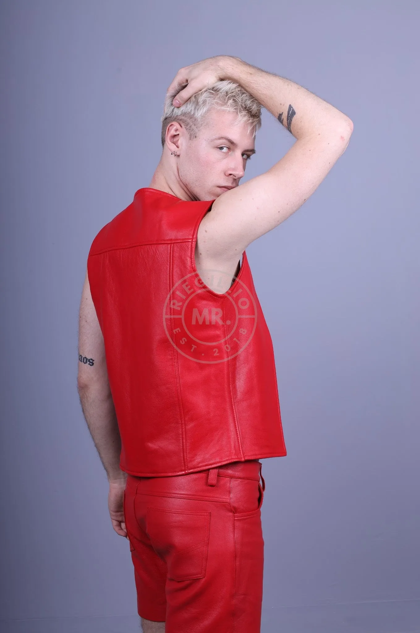 Leather Waistcoat - Red