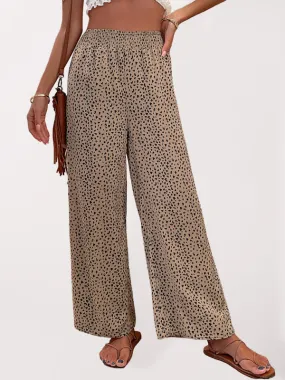 Leopard Print Trousers for Women - Wide Leg Pants