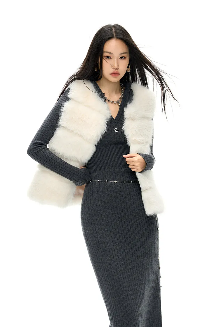 Letter from Afar Quilted Eco-friendly Fur Vest Coat