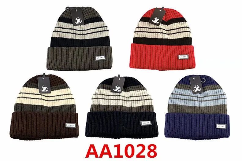 Long Beanie Knit Skully Stripe Hats AA1028