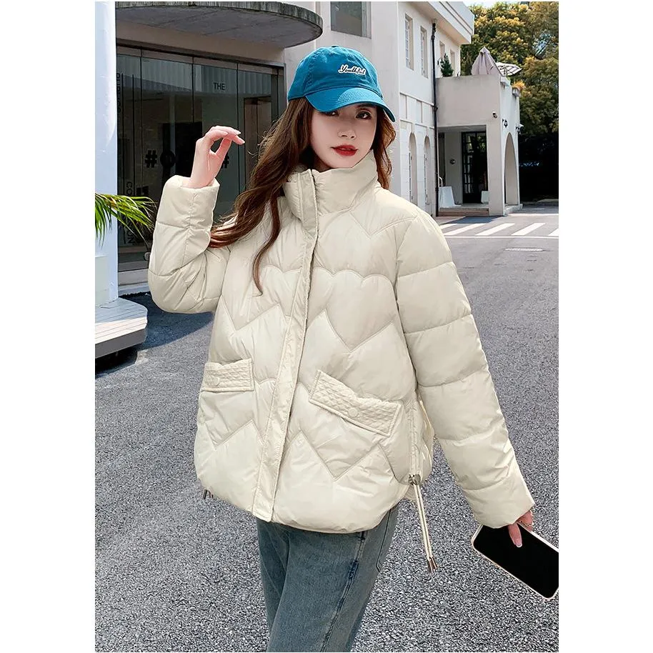 Loose Fit Stand-Up Collar Cropped Puffer Jacket