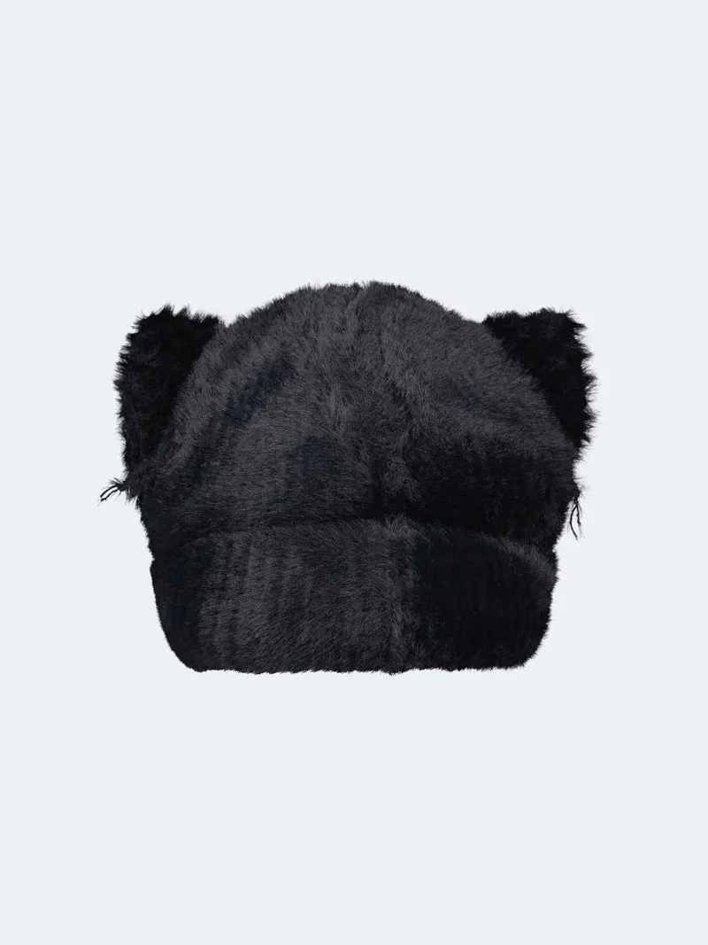 LOVERBOY BY CHARLES JEFFREY FLUFFY CHUNKY EARS BEANIE BLACK