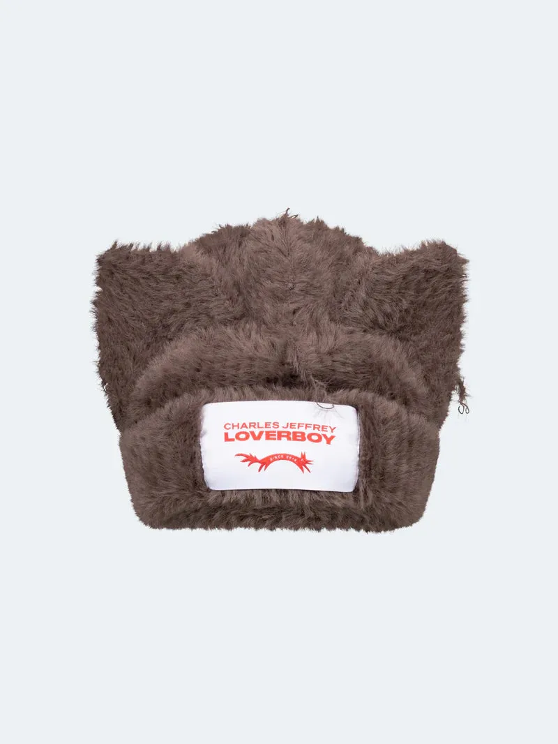 LOVERBOY BY CHARLES JEFFREY FLUFFY CHUNKY EARS BEANIE BROWN