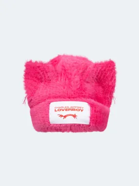 LOVERBOY BY CHARLES JEFFREY FLUFFY CHUNKY EARS BEANIE PINK