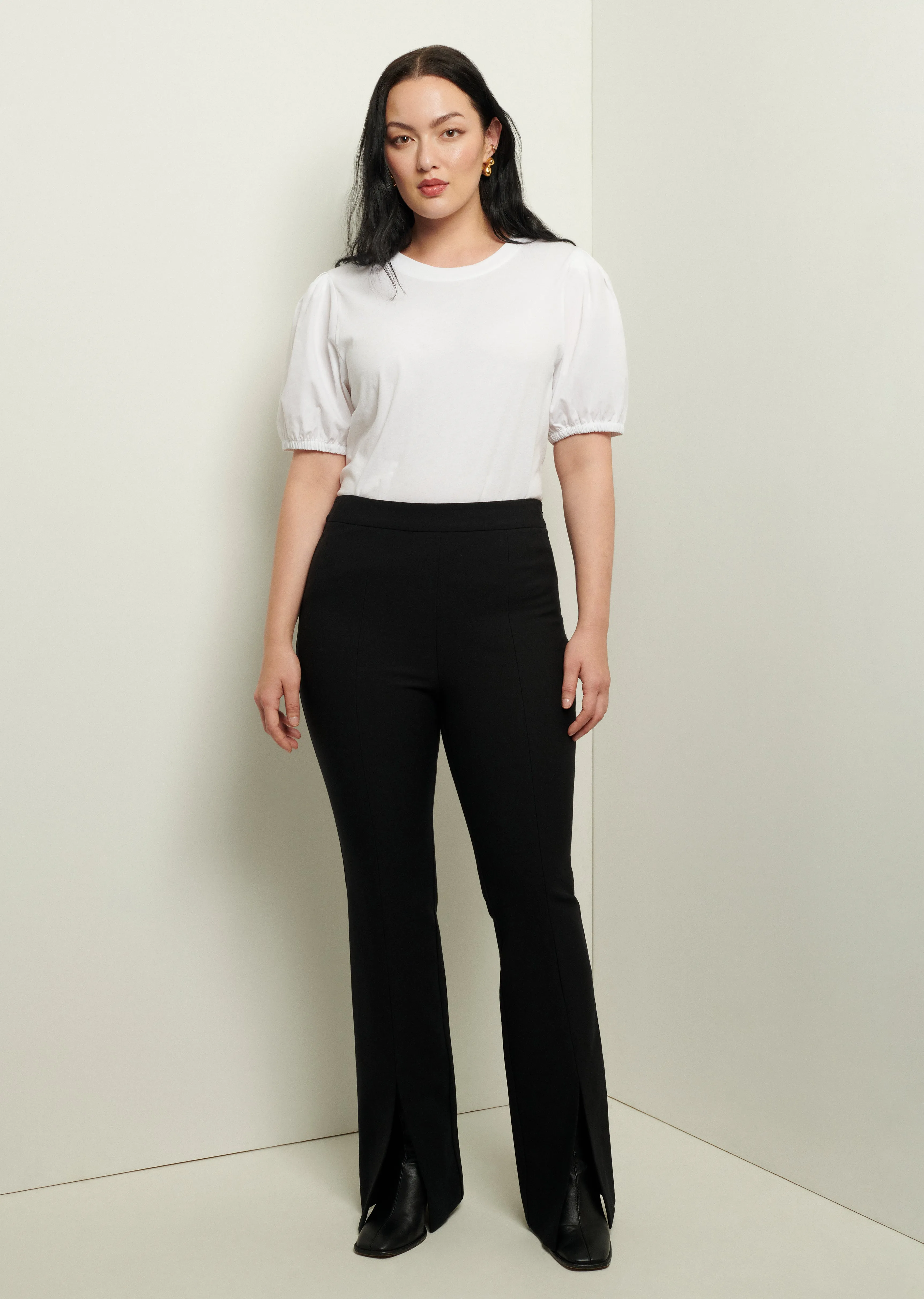 Lucia Front Slit Trousers - Black