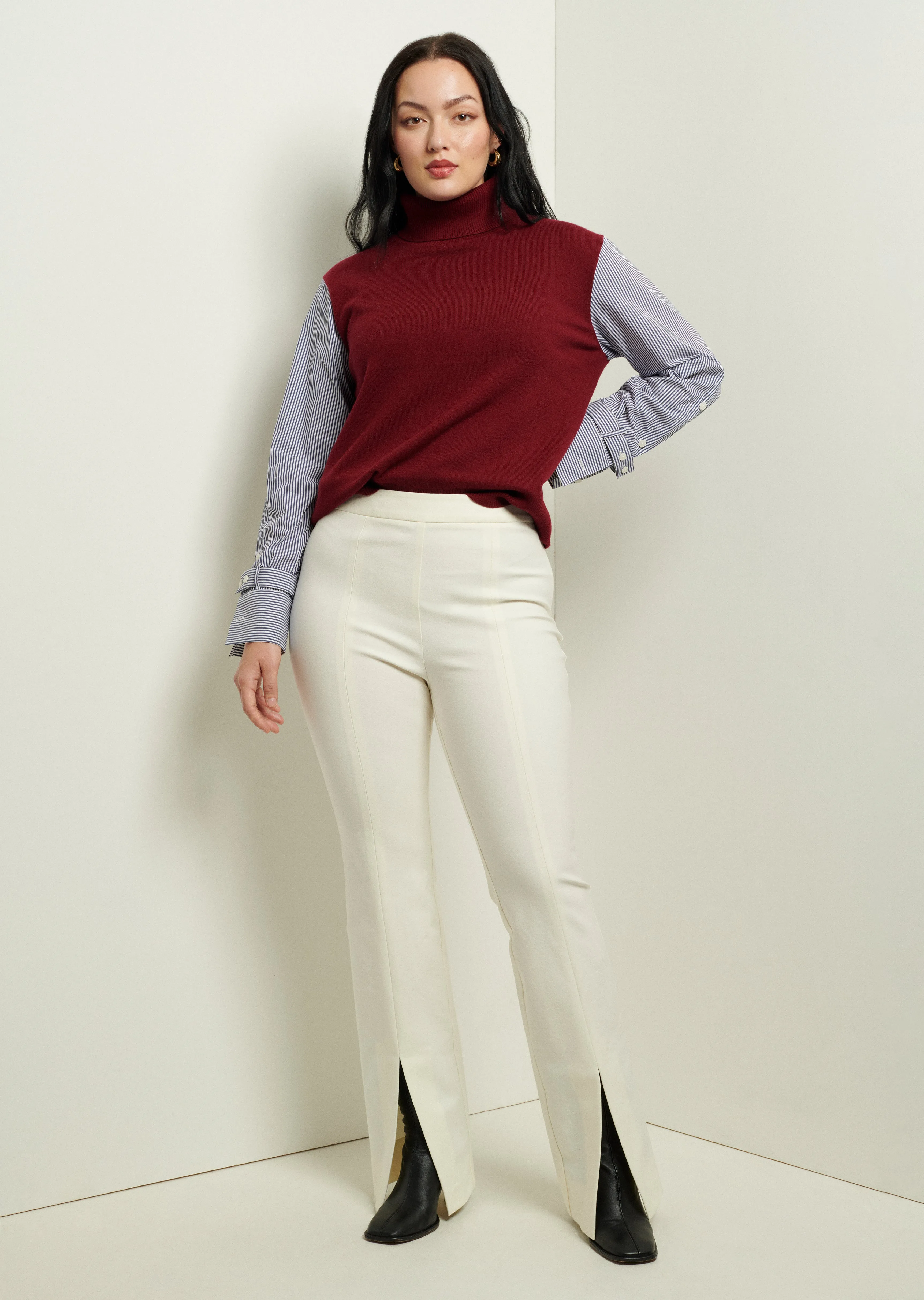 Lucia Front Slit Trousers - Soft White