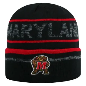 Maryland Terrapins TOW Black Striped "Effect" Style Cuffed Knit Beanie Cap