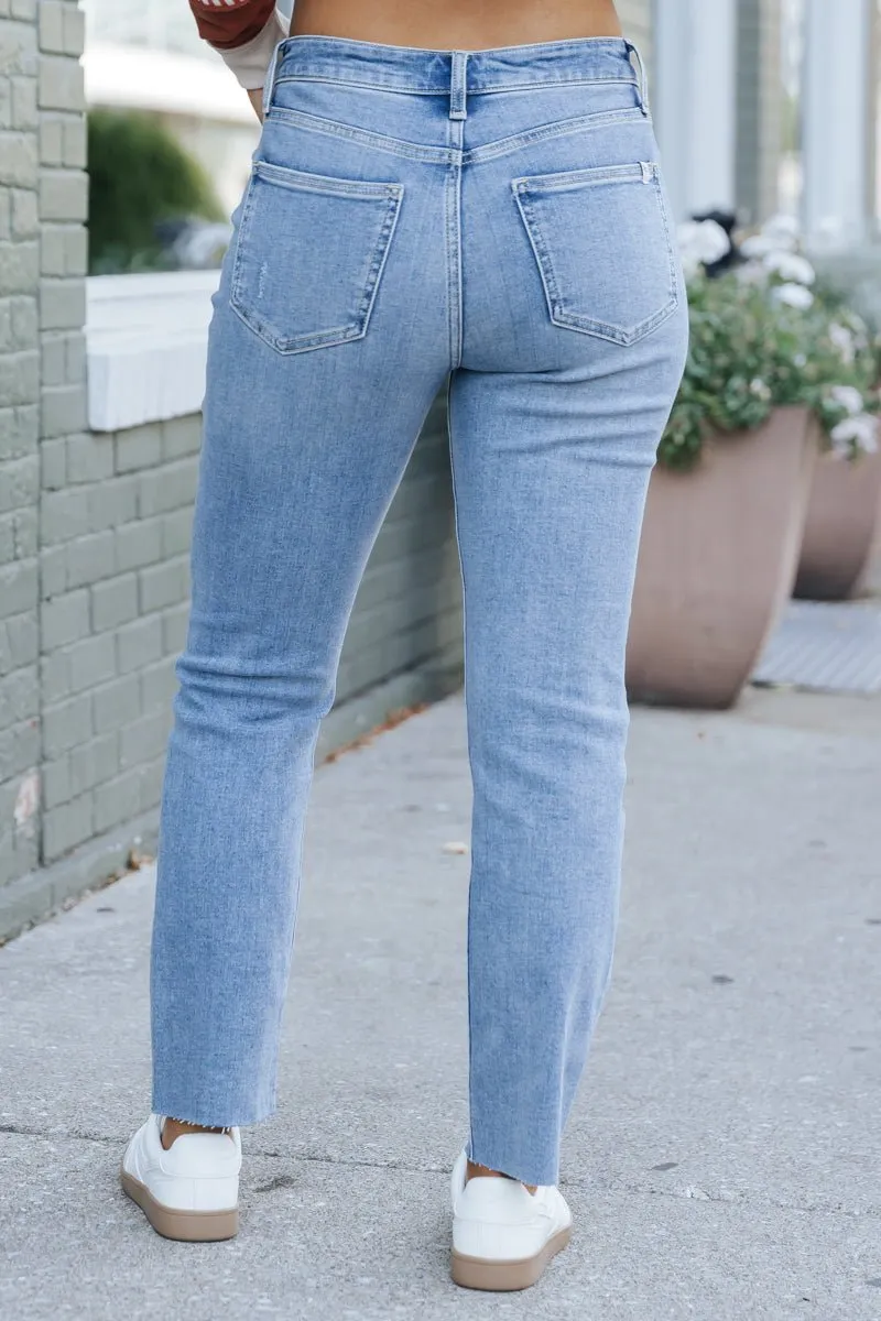 Medium Light Wash Slim Straight Leg Jeans - FINAL SALE