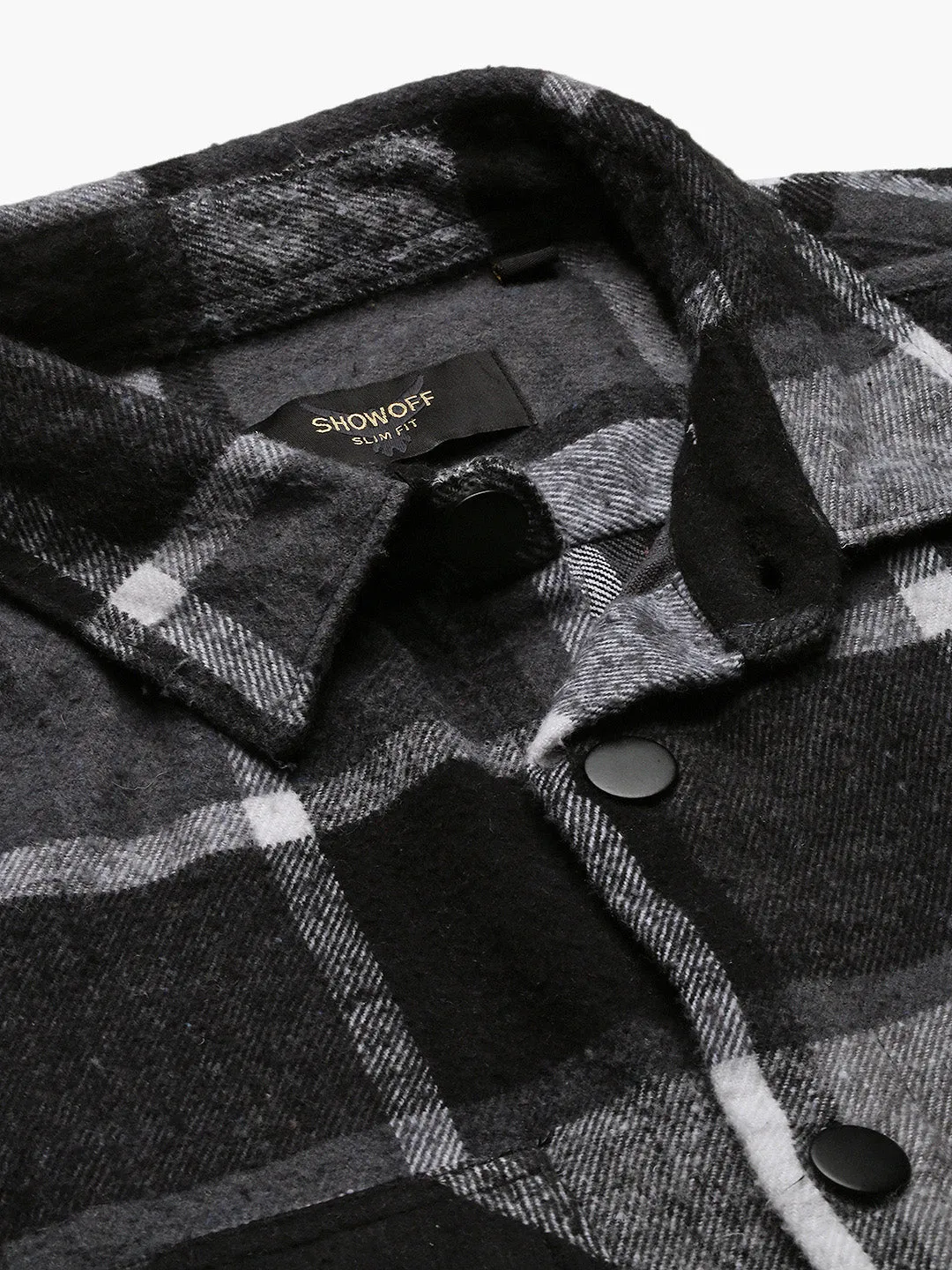 Men Black Checked Shacket