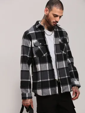 Men Black Checked Shacket