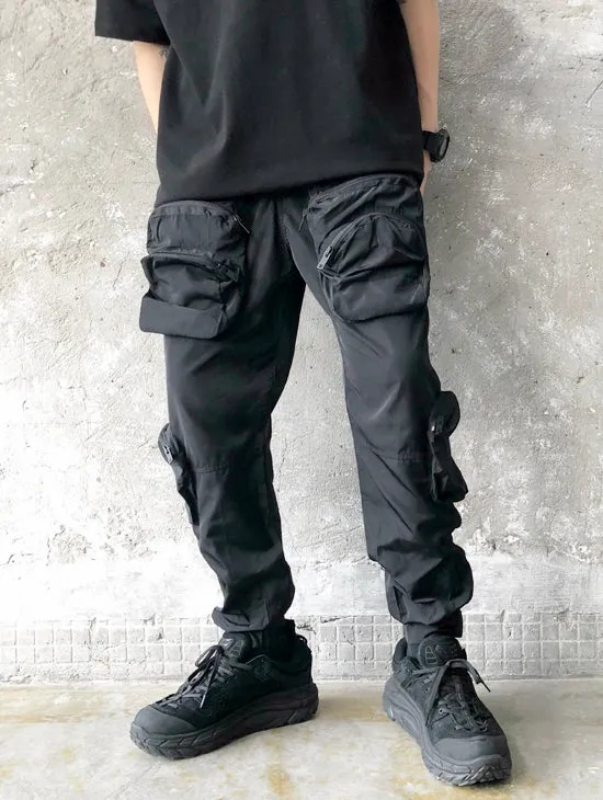 Men Multi-Pocket Adjustable Velcro Cargo Jogger / Lounge Track Pants