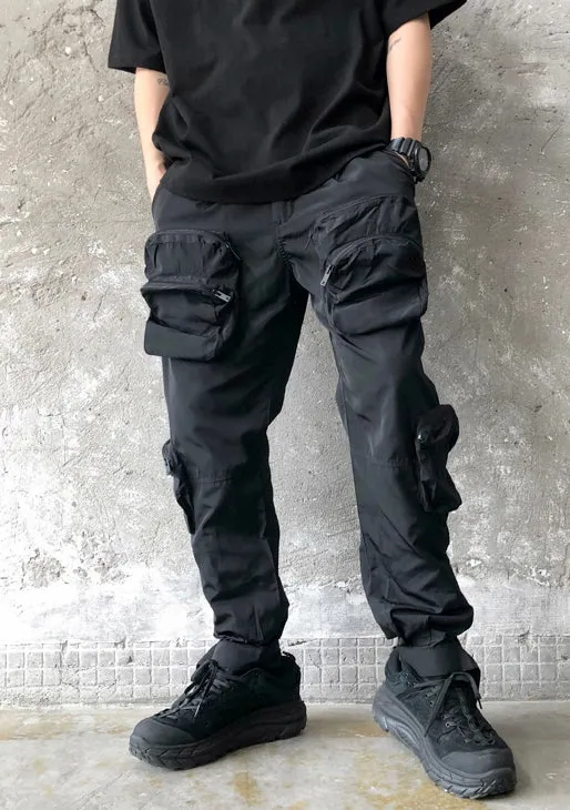 Men Multi-Pocket Adjustable Velcro Cargo Jogger / Lounge Track Pants