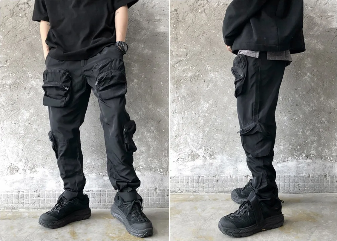 Men Multi-Pocket Adjustable Velcro Cargo Jogger / Lounge Track Pants