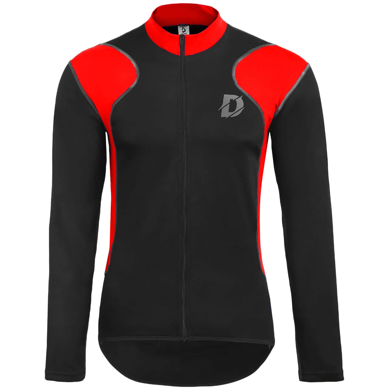 Mens Cycling Jersey Long Sleeves Thermal Outdoor Winter Bicycle Fleece Shirt Black/Red