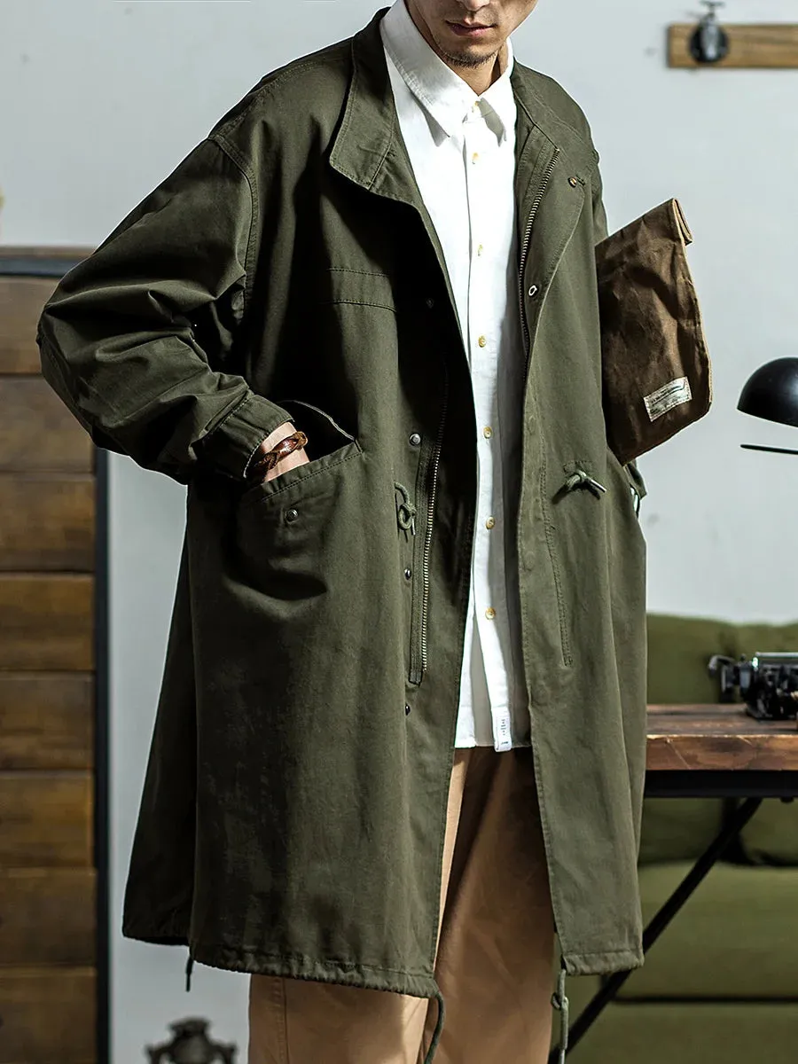 Men's M-51 Fishtail Parka Trench Coat - Army Green and Beige - Vintage Style