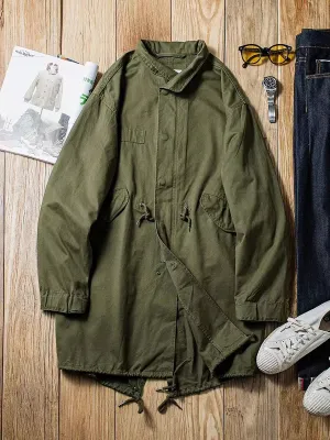 Men's M-51 Fishtail Parka Trench Coat - Army Green and Beige - Vintage Style