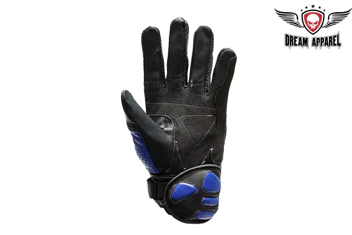 Mens Padded Blue Racing Gloves