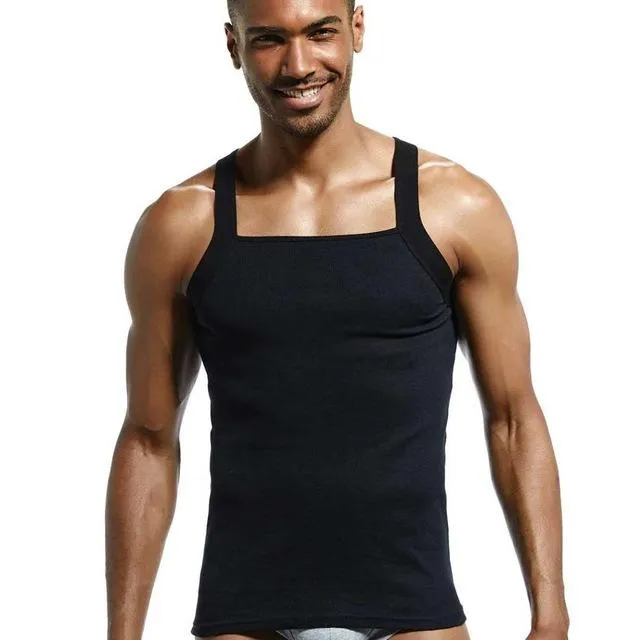 Men's Slim-Fit Square Neck-Line Tank Top