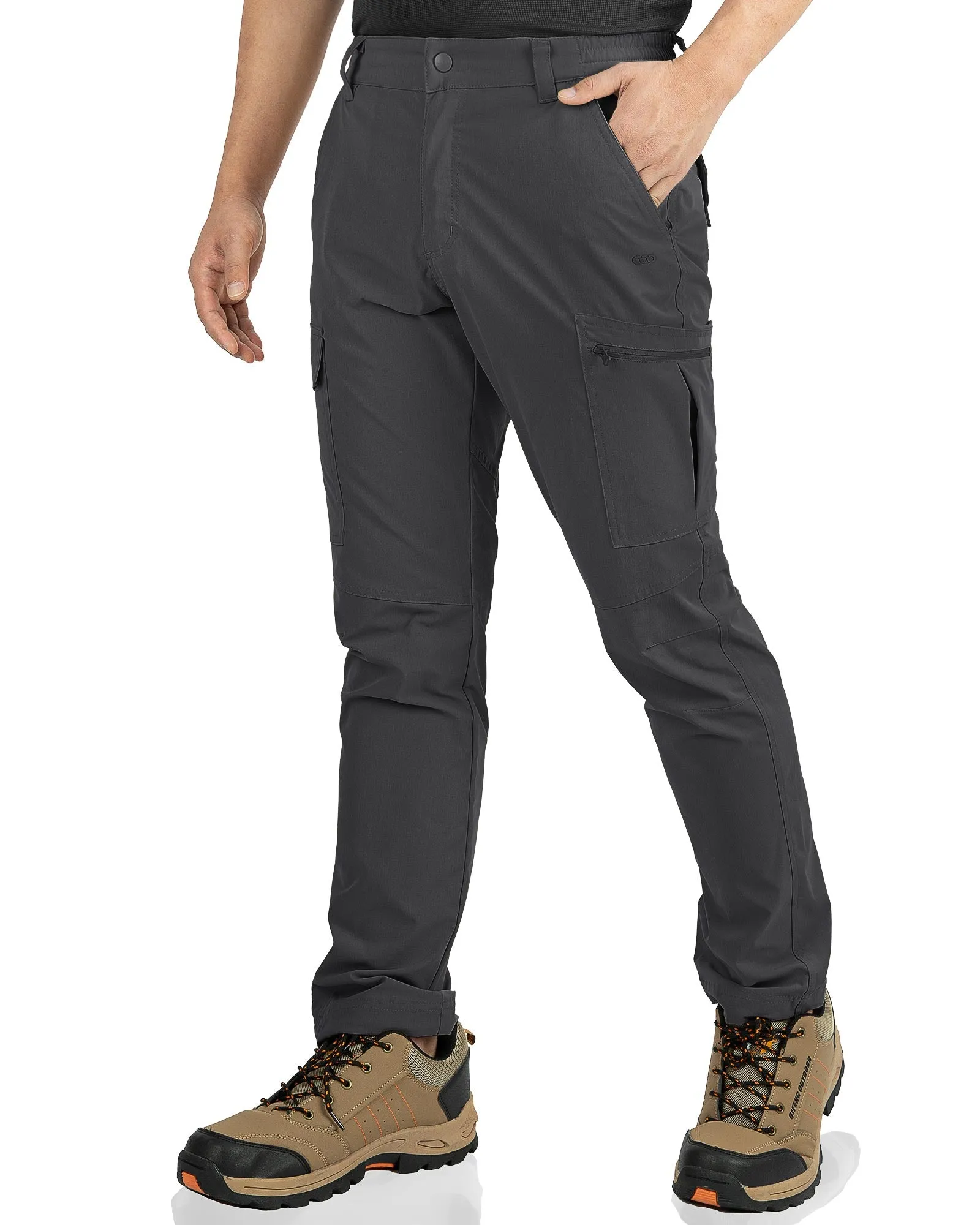 Men's Water Resistant Hiking Cargo Pants with 6 Pockets