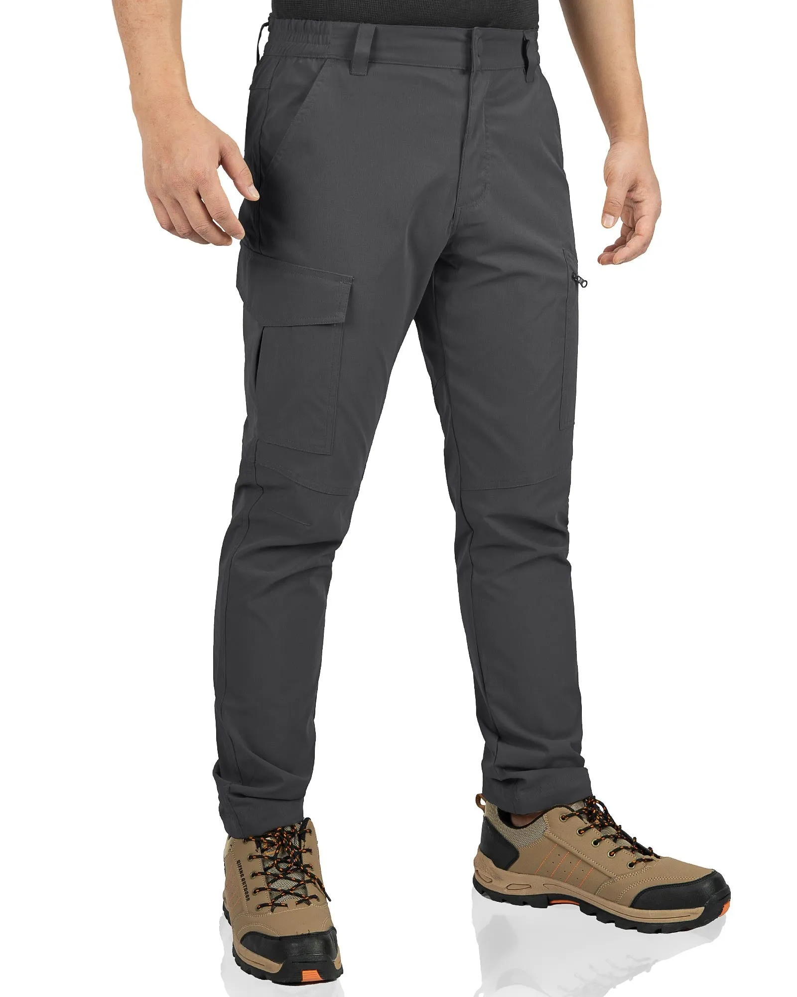 Men's Water Resistant Hiking Cargo Pants with 6 Pockets