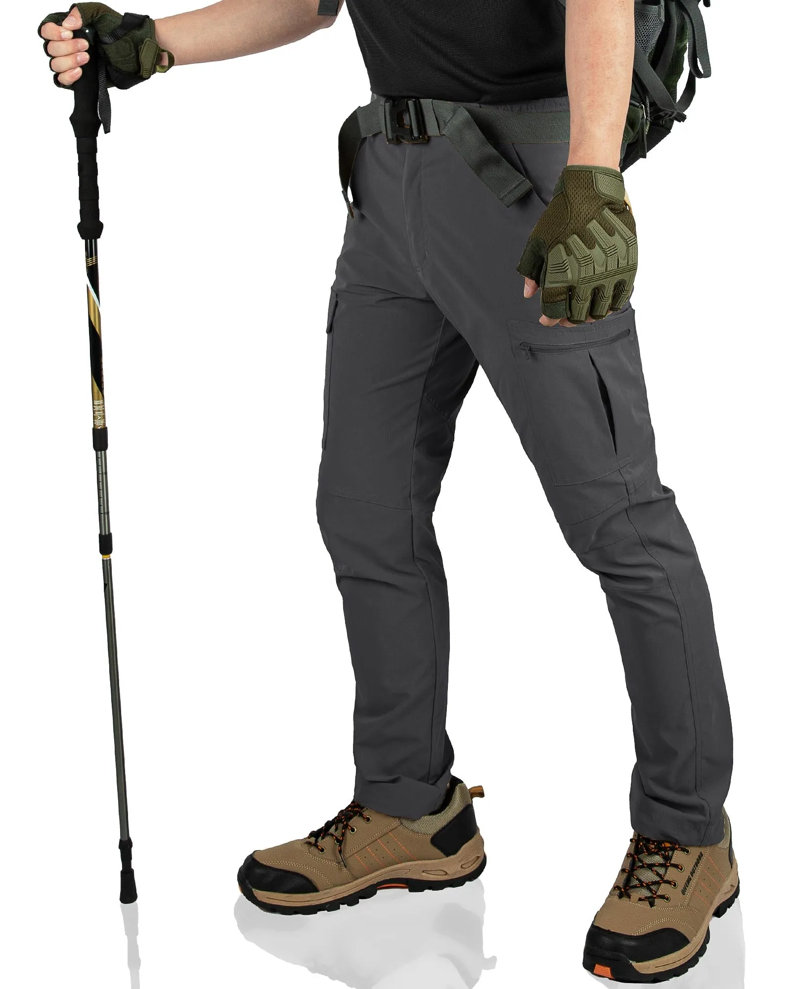 Men's Water Resistant Hiking Cargo Pants with 6 Pockets