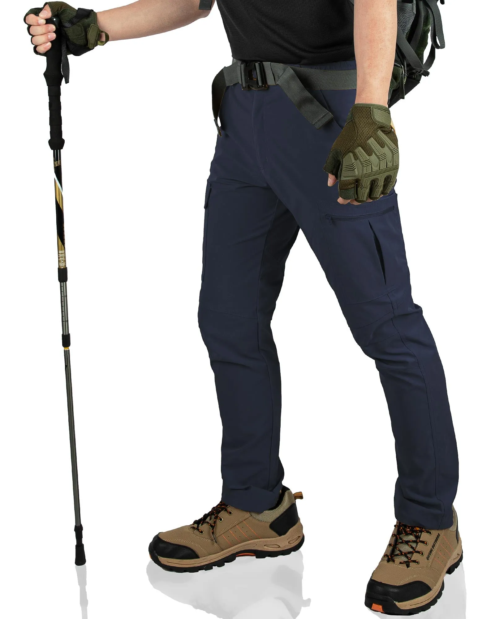 Men's Water Resistant Hiking Cargo Pants with 6 Pockets