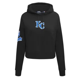 MLB KANSAS CITY ROYALS CLASSIC WOMEN'S CROPPED PO HOODIE (BLACK)