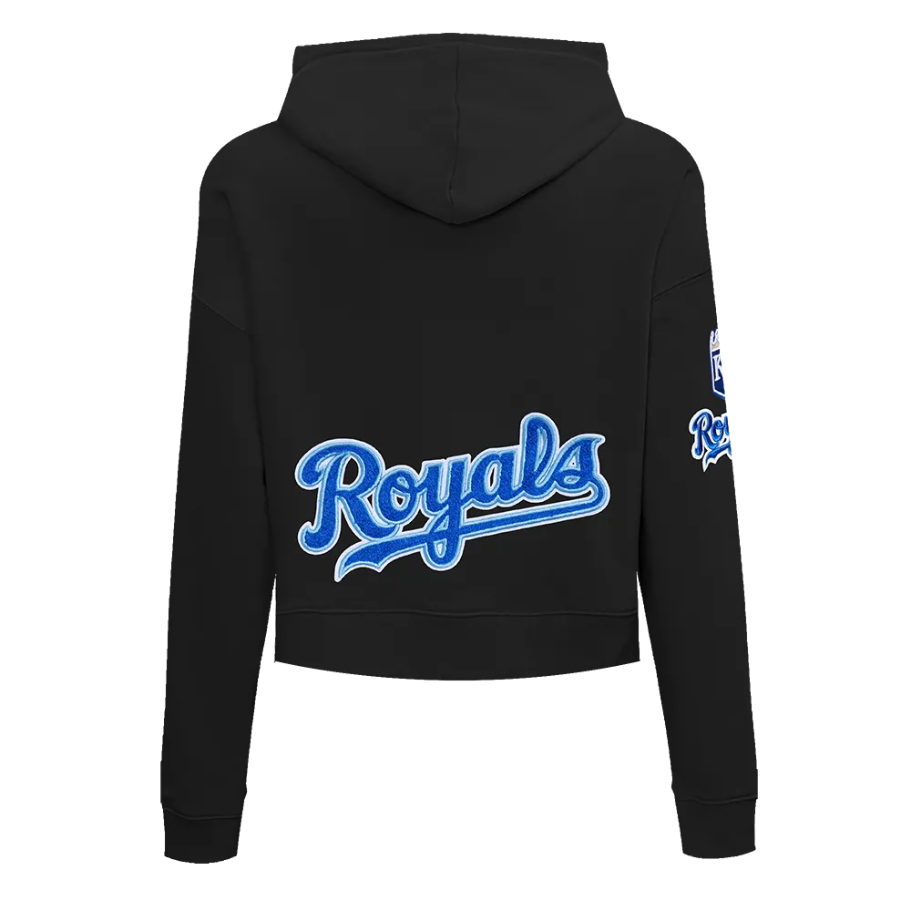 MLB KANSAS CITY ROYALS CLASSIC WOMEN'S CROPPED PO HOODIE (BLACK)