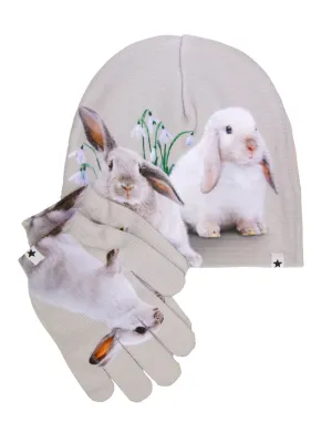 Molo Kaya-Kid's set of 2pcs gloves & cap-Bunnies