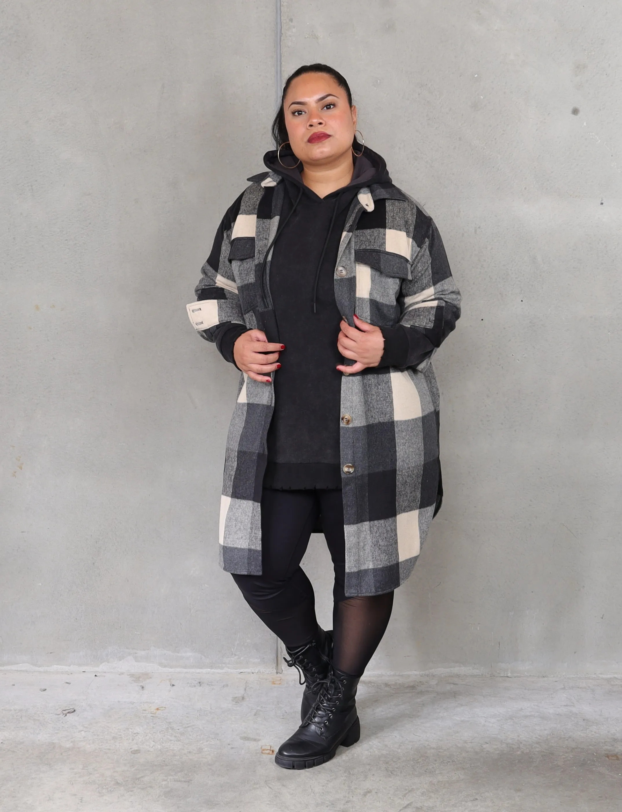 Mr Brightside Shacket - Cream & Black Plaid