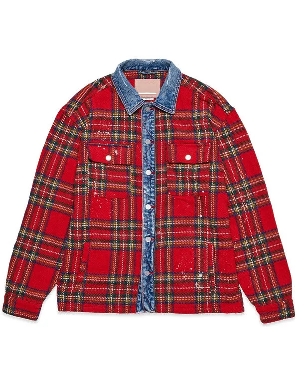 [NEW][LIMITED] First Row L.A. - Flannel Shacket /w Denim Contrast