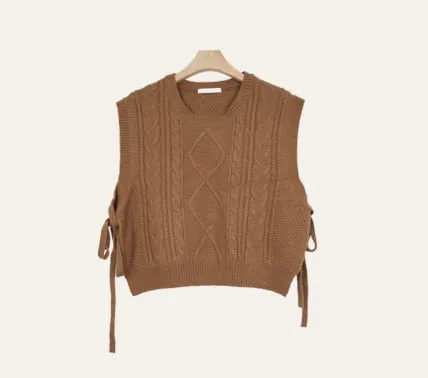 O-neck Autumn Winter Short Knitted Sleeveless Warm Casual oversize Pullover vest sweater