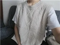 O-neck Autumn Winter Short Knitted Sleeveless Warm Casual oversize Pullover vest sweater