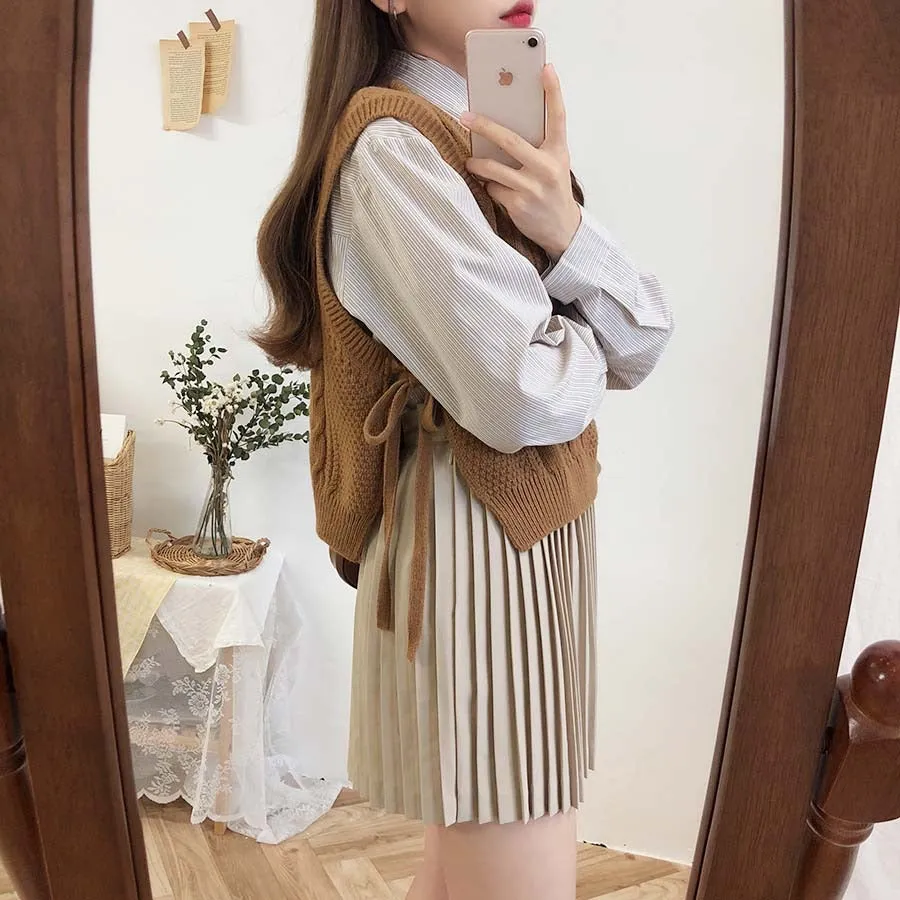 O-neck Autumn Winter Short Knitted Sleeveless Warm Casual oversize Pullover vest sweater