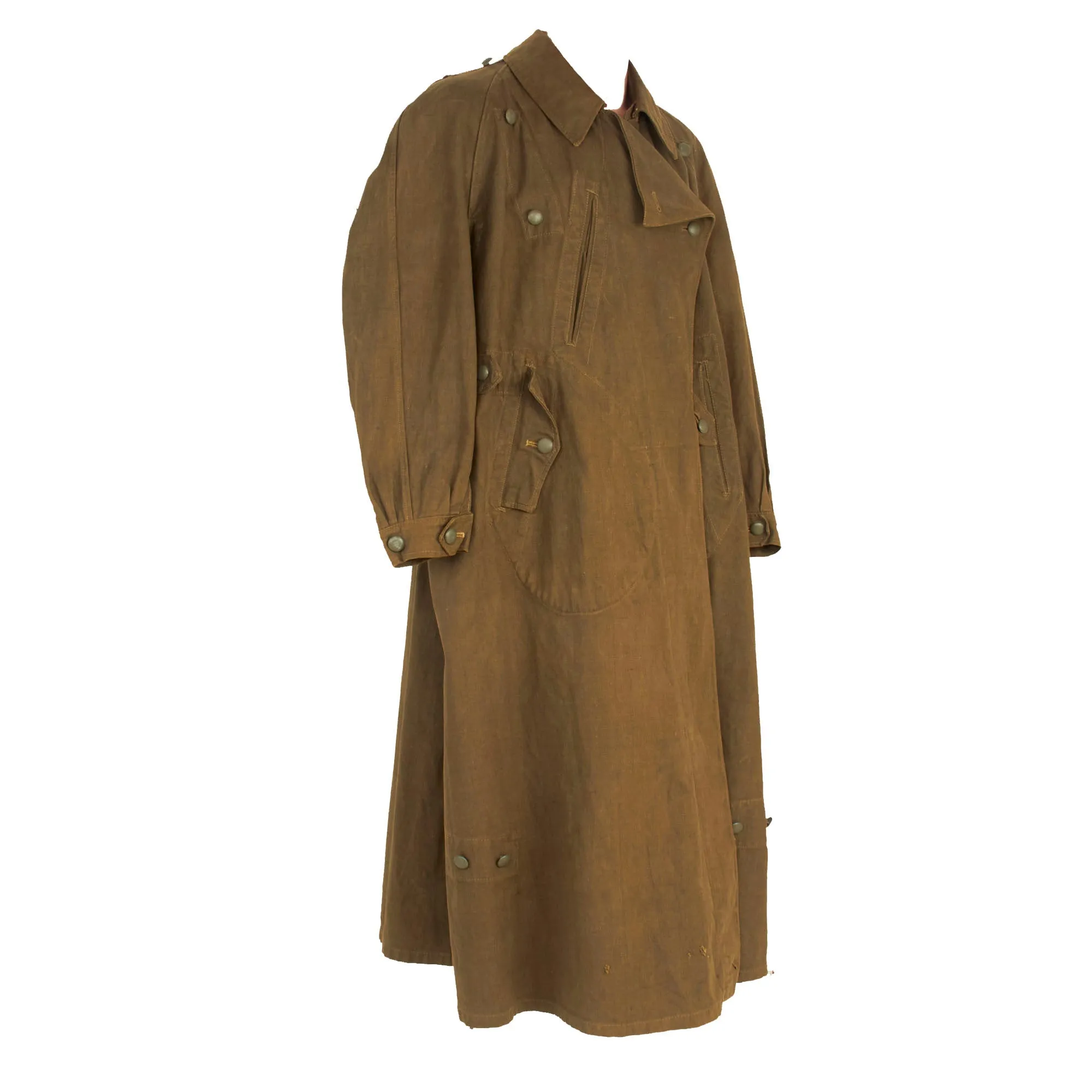 Original German WWII Afrikakorps DAK Tropical Motorcycle Overcoat - dated 1942