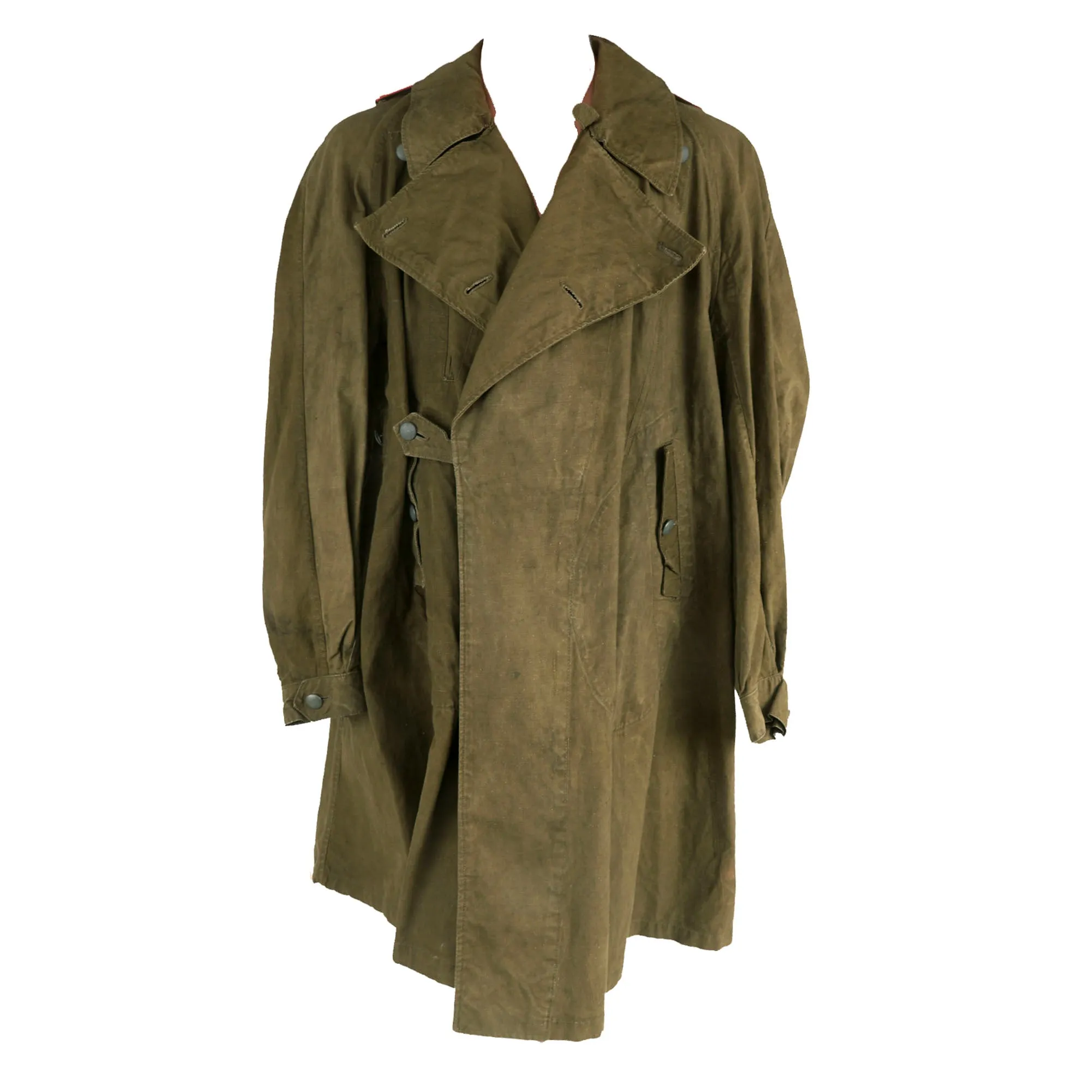 Original German WWII Heer Army Panzer Reconnaissance NCO Afrikakorps DAK Tropical Kradmantel Motorcycle Overcoat - dated 1942