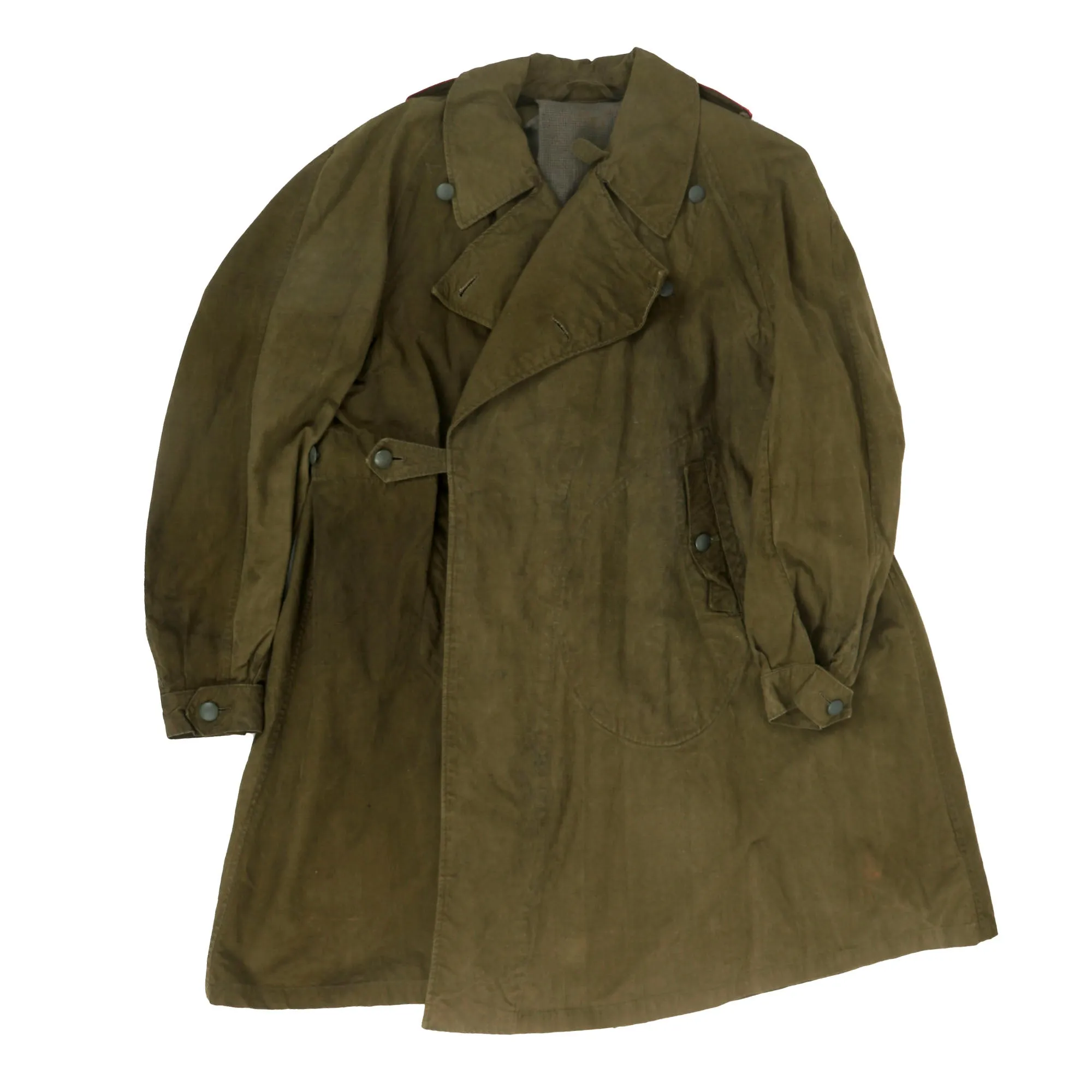 Original German WWII Heer Army Panzer Reconnaissance NCO Afrikakorps DAK Tropical Kradmantel Motorcycle Overcoat - dated 1942