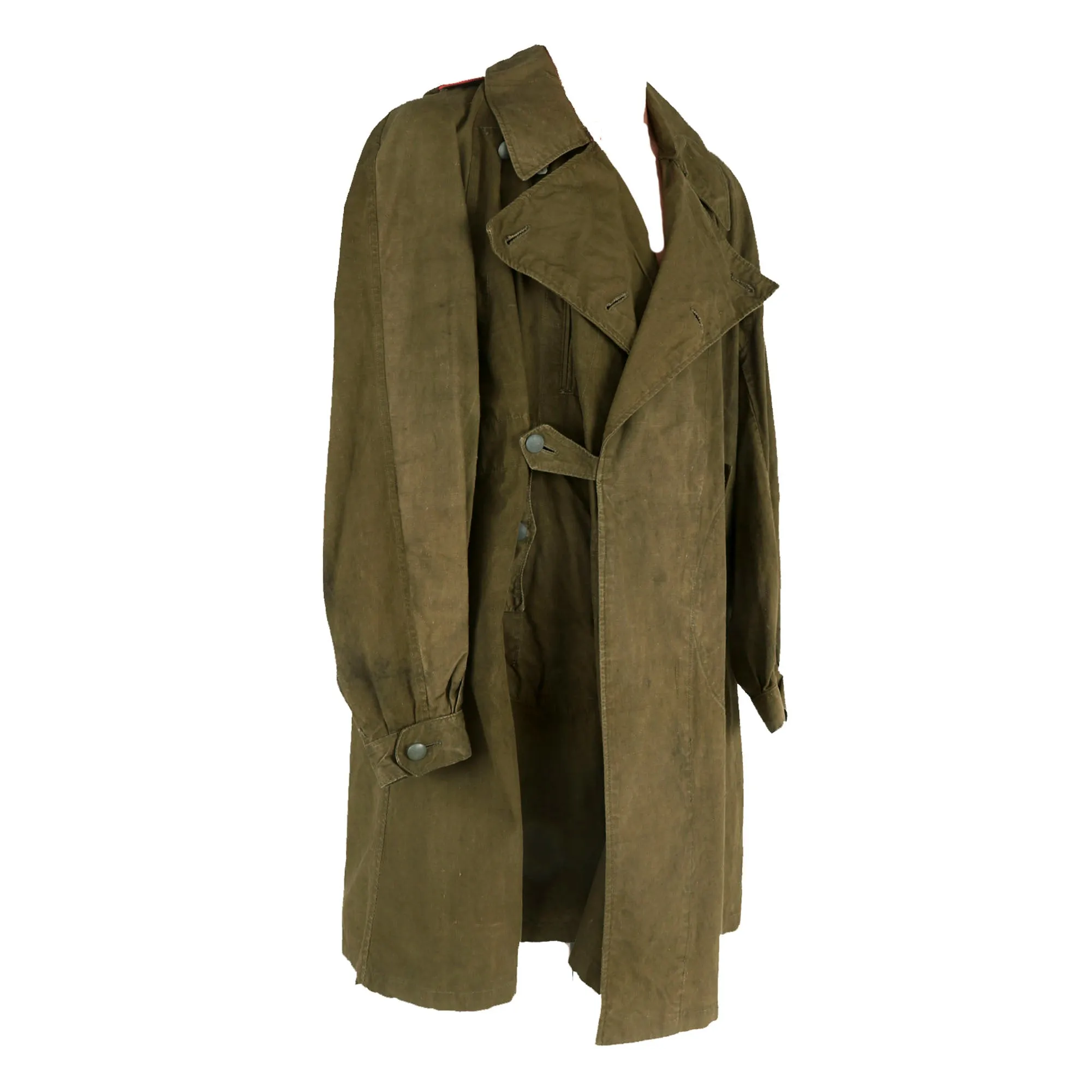 Original German WWII Heer Army Panzer Reconnaissance NCO Afrikakorps DAK Tropical Kradmantel Motorcycle Overcoat - dated 1942