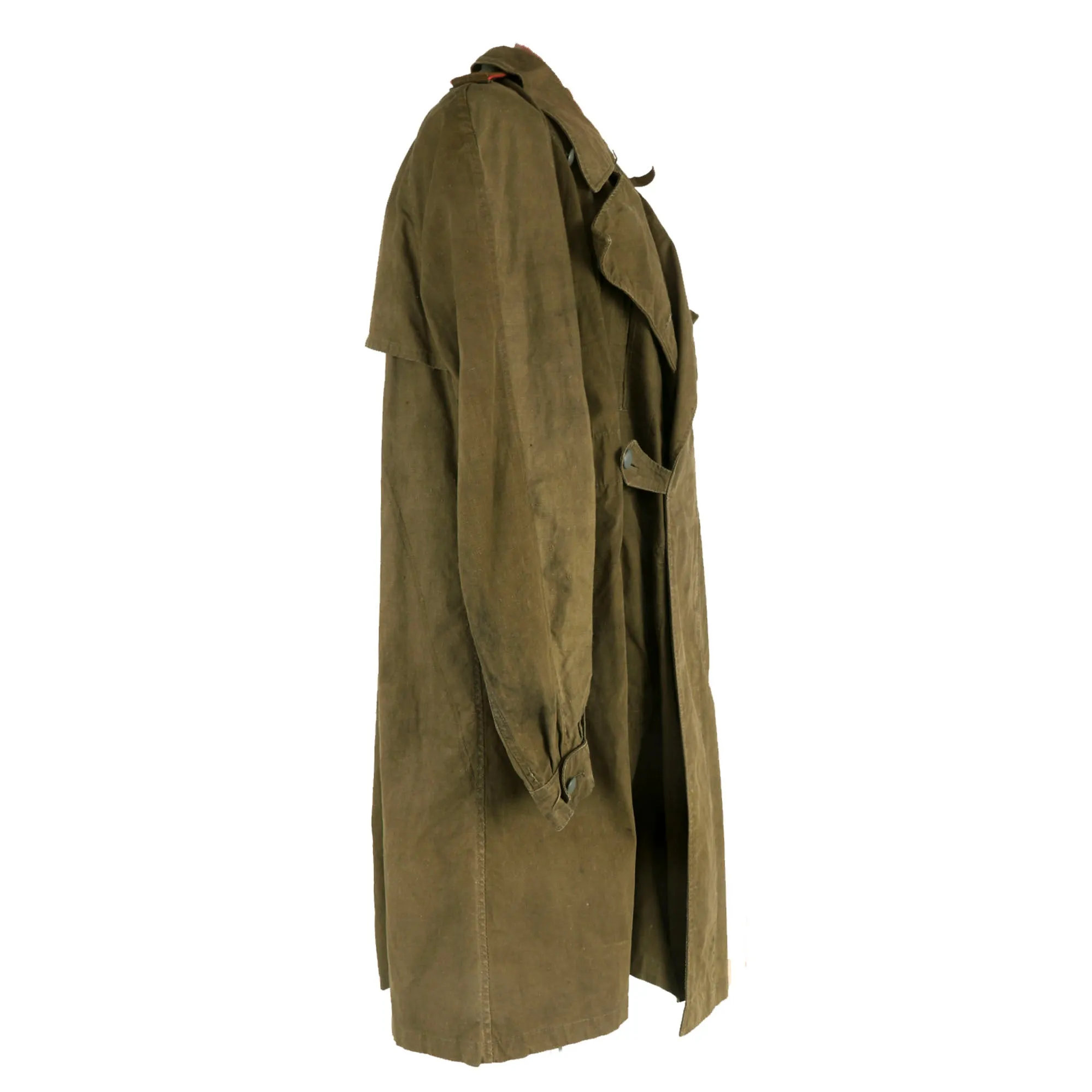 Original German WWII Heer Army Panzer Reconnaissance NCO Afrikakorps DAK Tropical Kradmantel Motorcycle Overcoat - dated 1942