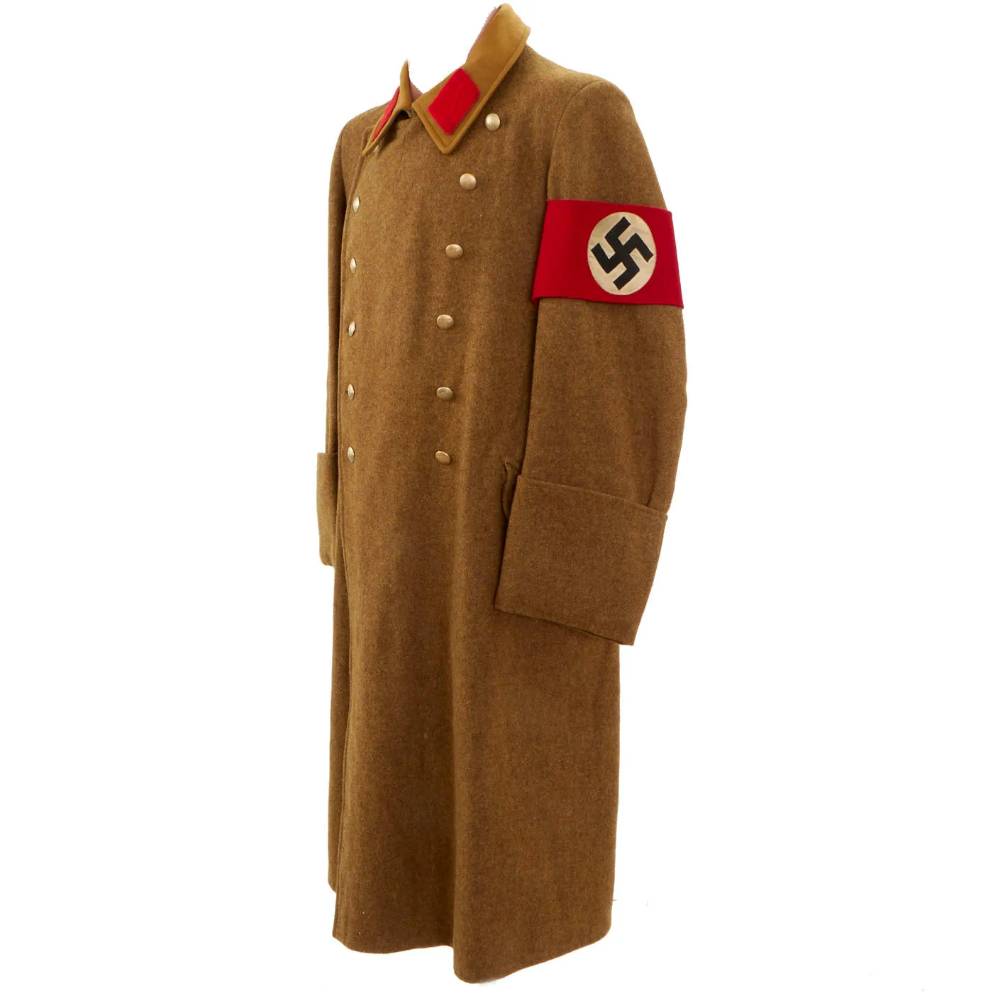 Original WWII German NSDAP Brown Wool Greatcoat with Armband