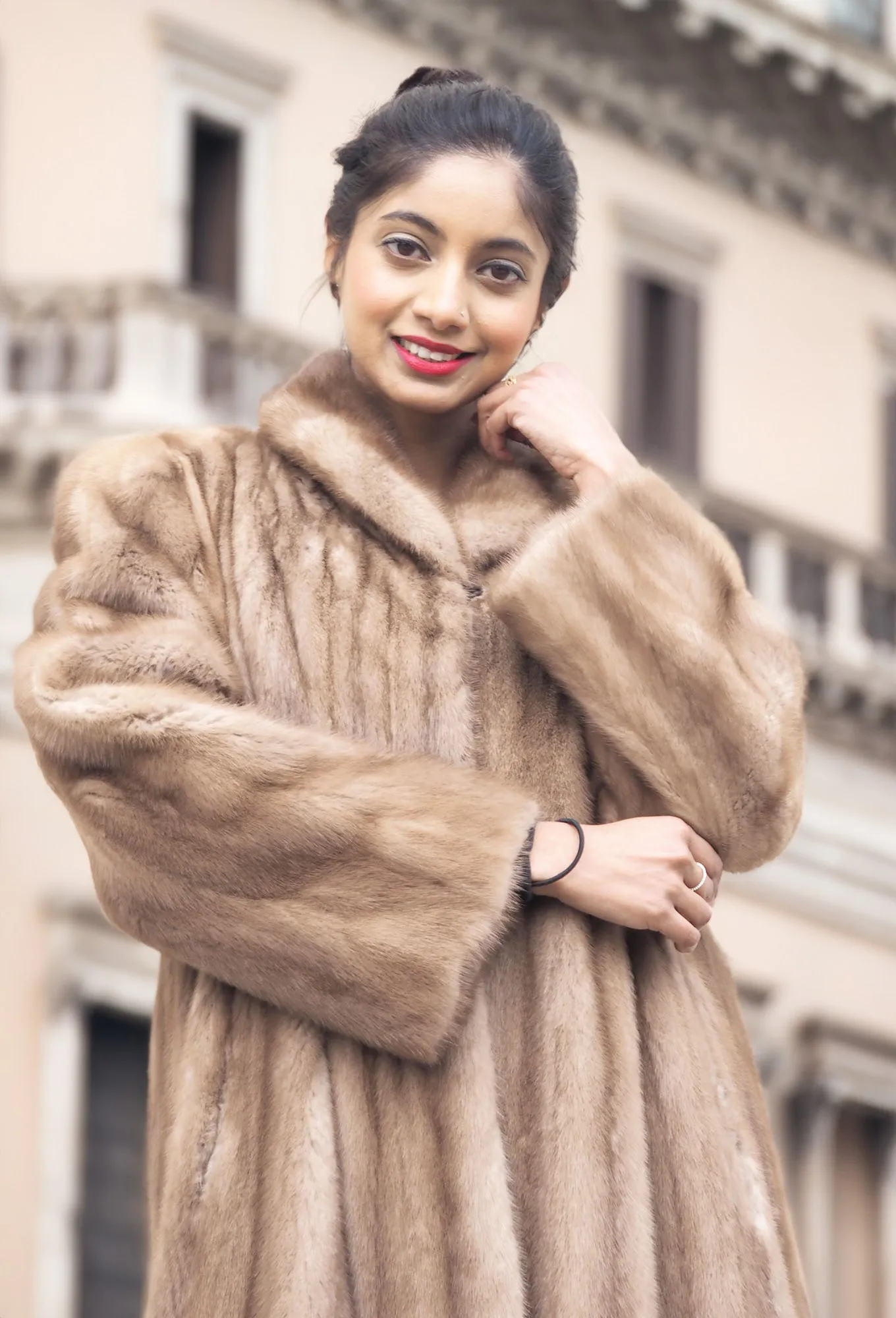 Pastel Light Brown Mink Fur Coat Coats M