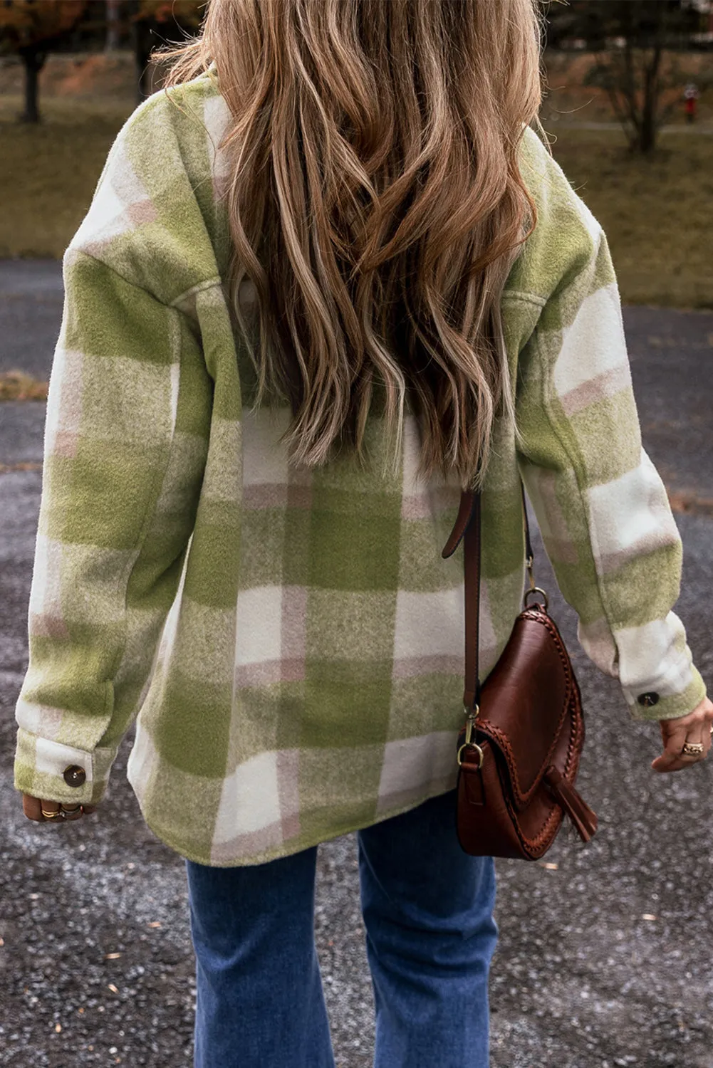 Plaid Flap Pockets Baggy Shacket